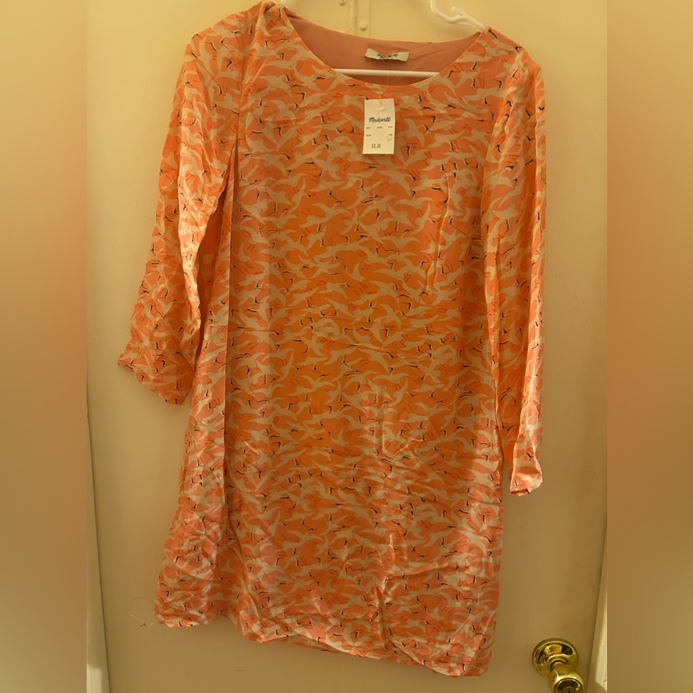 Madewell bird print shift dress 6 NWT
